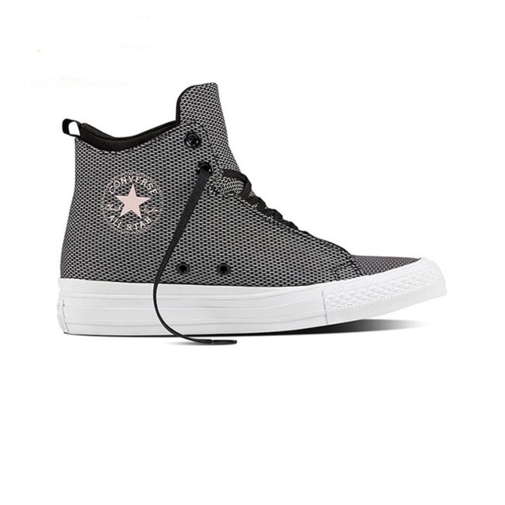 Converse High Top Sneakers Black, White & Pink Star